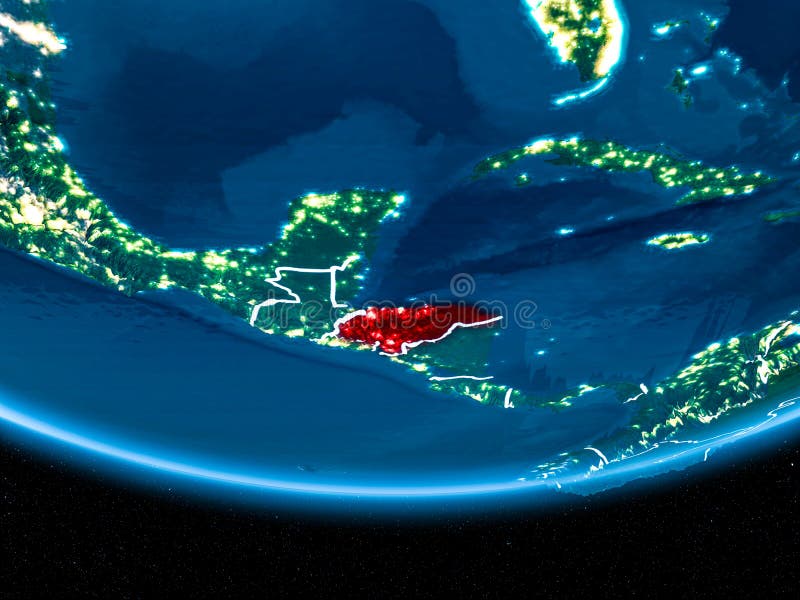 Honduras op aarde van ruimte bij nacht vector illustratie