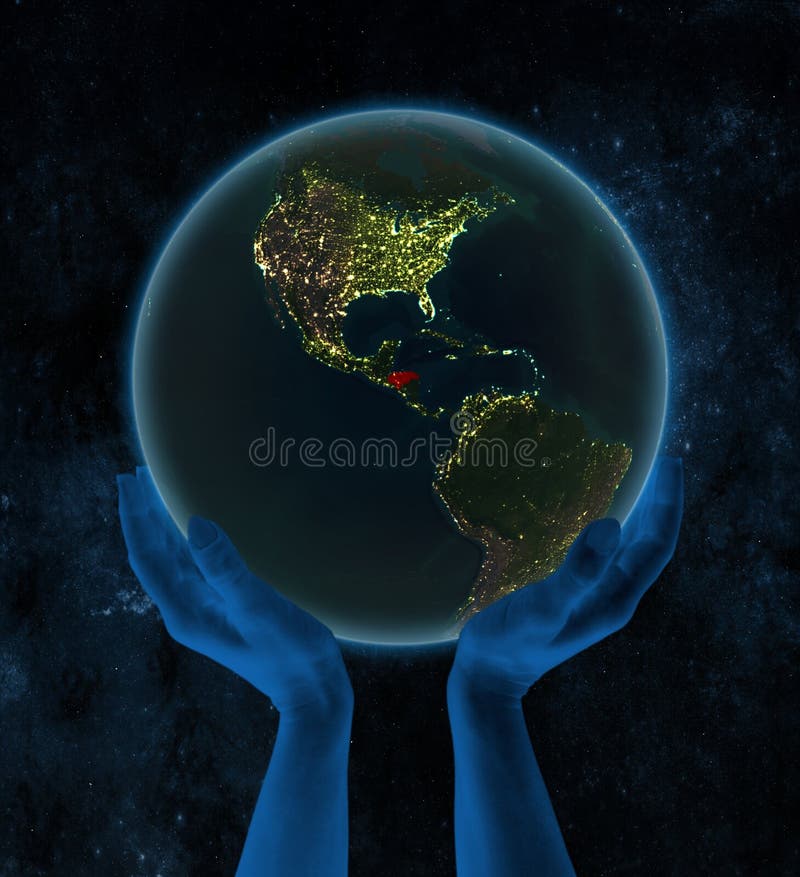 Honduras op nachtaarde dient binnen ruimte in royalty-vrije illustratie