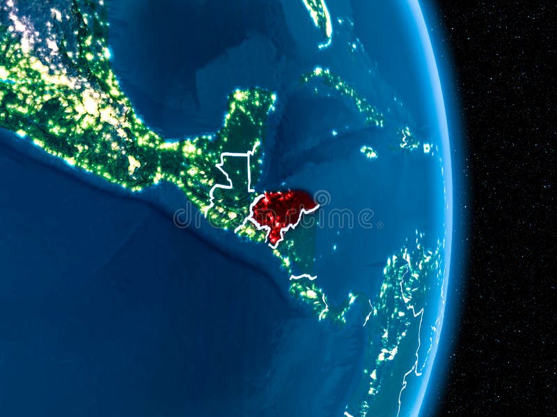 Honduras in rood bij nacht vector illustratie