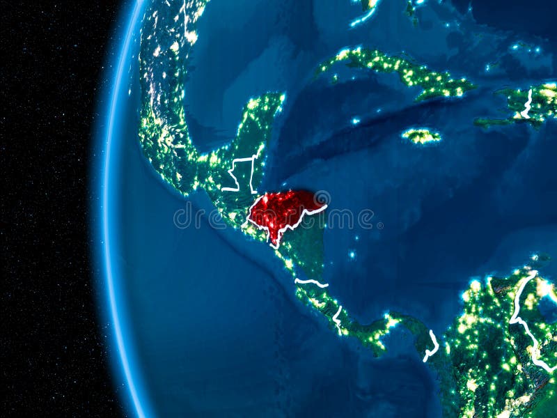 Honduras ter wereld bij nacht vector illustratie