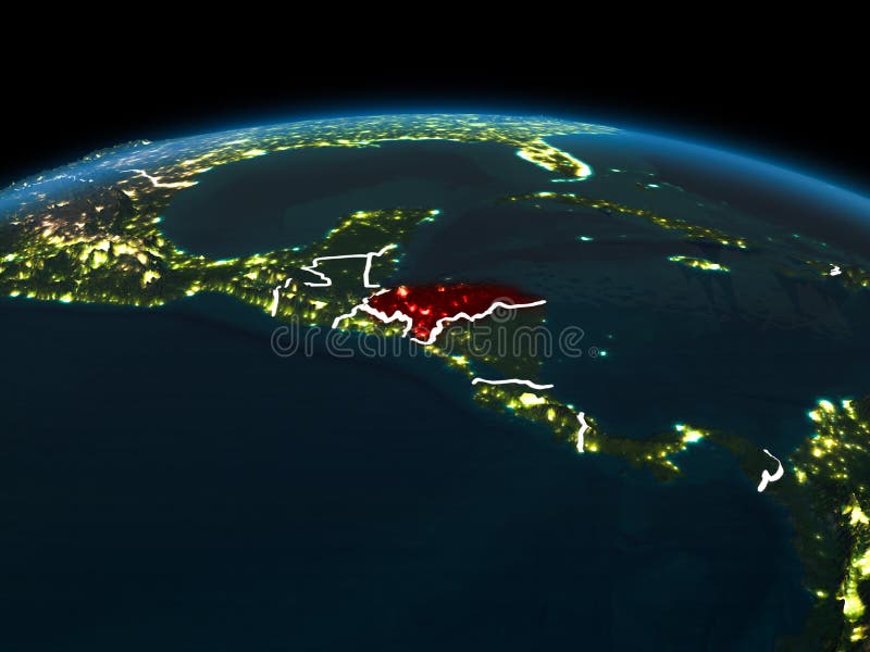Honduras ter wereld bij nacht royalty-vrije illustratie