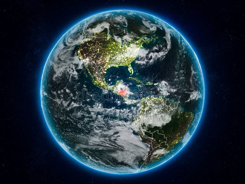 Honduras ter wereld bij nacht vector illustratie