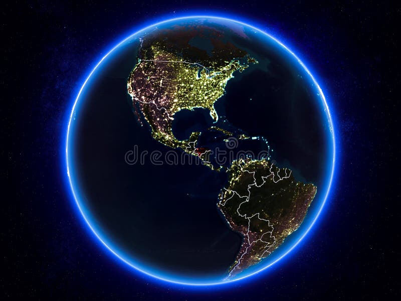 Honduras ter wereld van ruimte bij nacht royalty-vrije illustratie