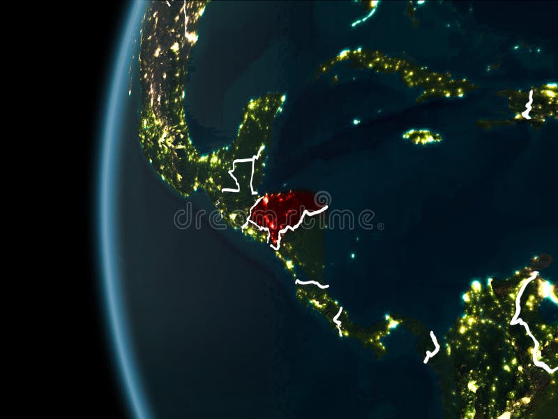 Honduras van ruimte bij nacht vector illustratie
