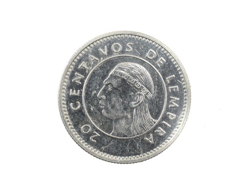 Honduras twenty centavos coin on white isolated background. Honduras twenty centavos coin on white isolated background.