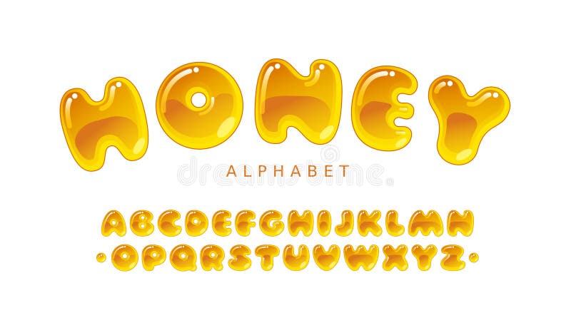 Yellow Honey Jelly Alphabet. Glossy Letters Stock Vector - Illustration ...