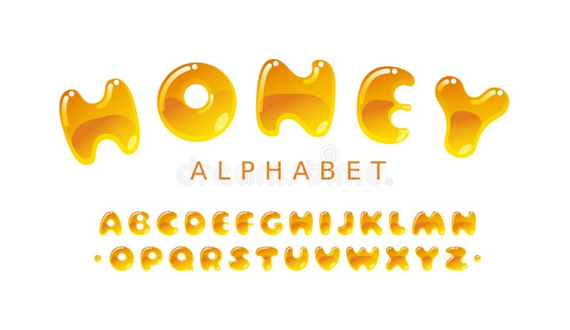 Honey Alphabet. Amber Bubble Uppercase Vector Letters Stock Vector ...