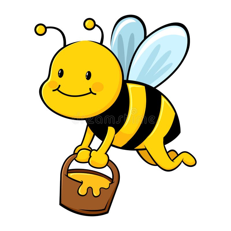 Honey Bee Collecting Honey dans le seau en bois illustration stock Honey Bee Collecting Honey dans le seau en bois illustration stock