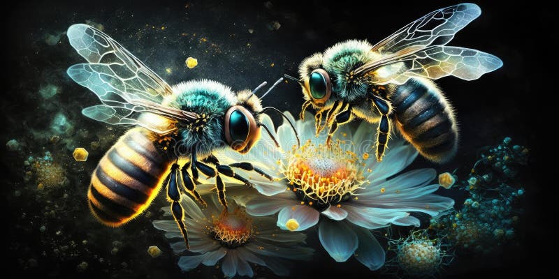 Honey Bee in Outer Space Space Fantasy Stock Photo - Image of gold ...