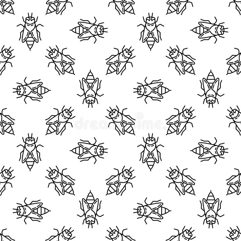 Honey bee line seamless pattern. Vector background stock illustration Honey bee line seamless pattern. Vector background stock illustration