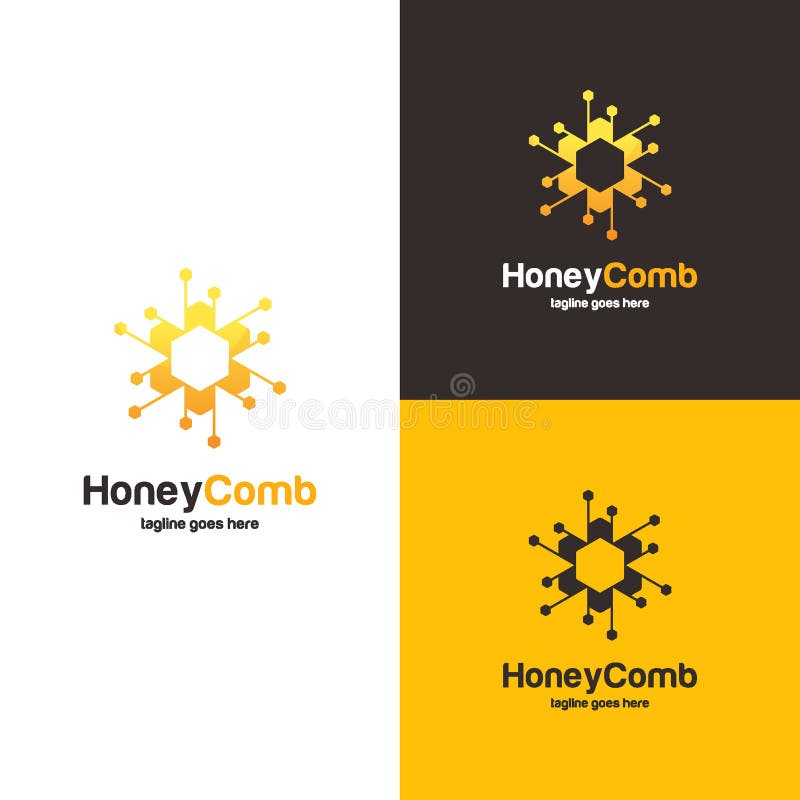 Honey Comb Logo design concept, Bee or Technology logo template