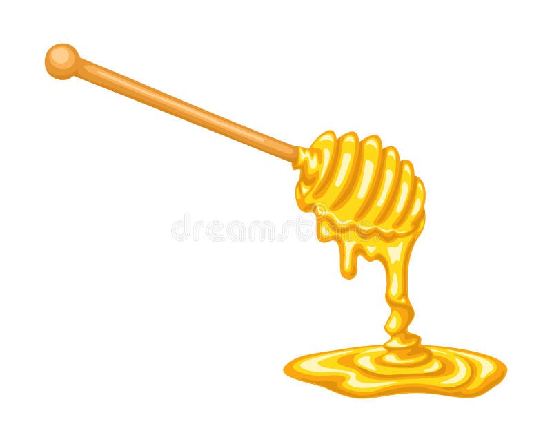 Cartoon Pot of Honey with Dipper Stock Vector - Illustration of black,  flavor: 136491916