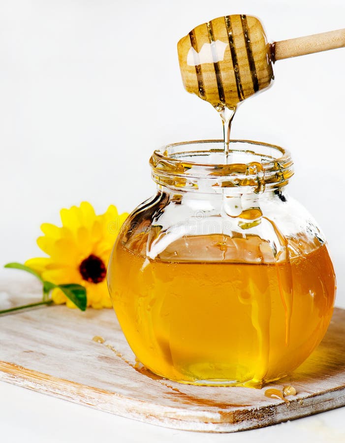 Honey in glass jars
