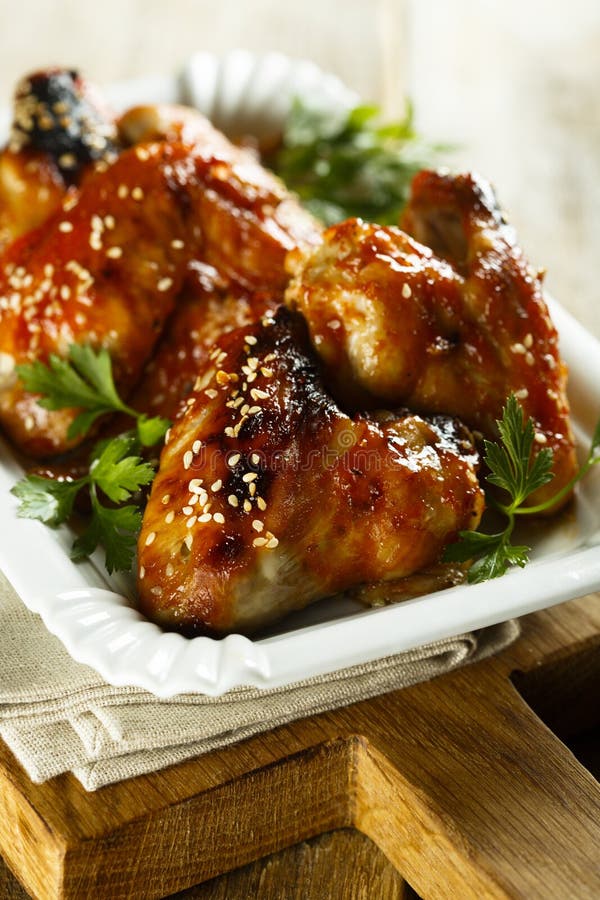 Honey glazed chicken wing stock image. Image of wings - 48349169