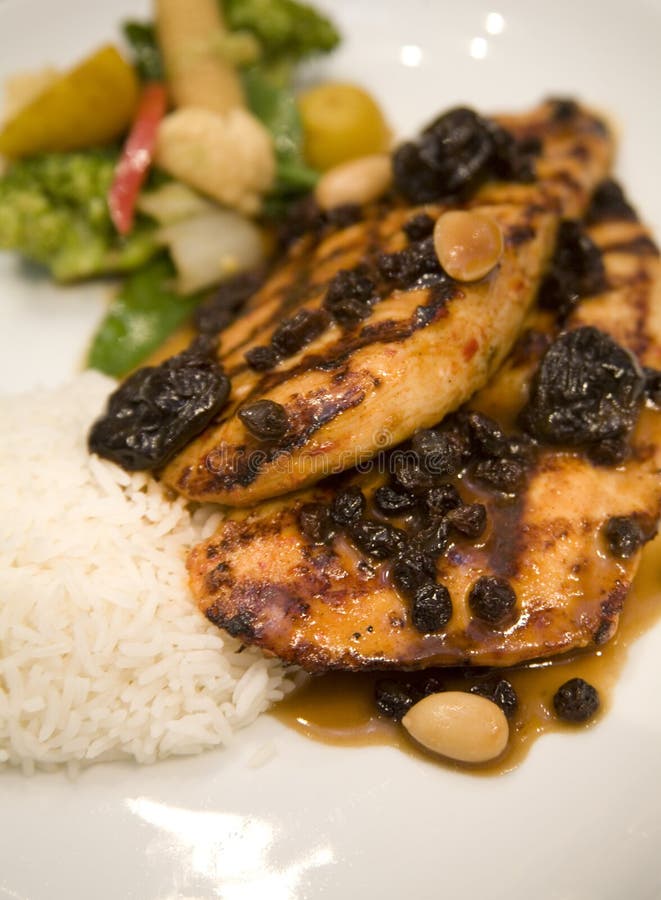 Honey Glazed Chicken Breast with Dried Fruit Stock Image Image of