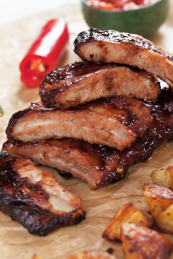 Honey glazed pork ribs stock photo. Image of photograph 92072830