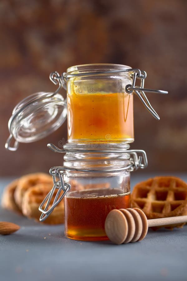 Honey and Jam in Glass Jars Stock Photo Image of color, natural 73639074