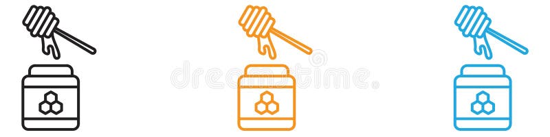 Honey jar with dipper icon vector logo set collection for web app ui vector illustration