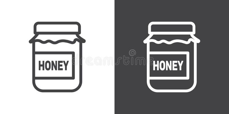 Honey jar icon Flat vector set outline stock illustration