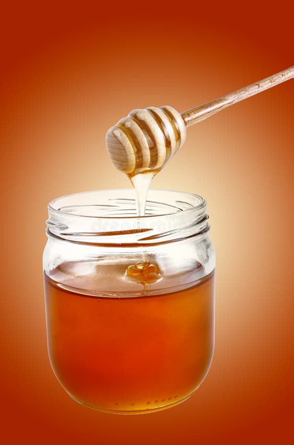 Honey In Jar Isolated On A White Background Stock Image Image of gourmet, golden 126330935