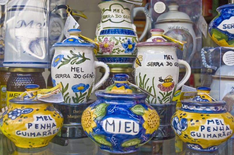 Honey jars at Porto, Portugal stock photo Honey jars at Porto, Portugal stock photo