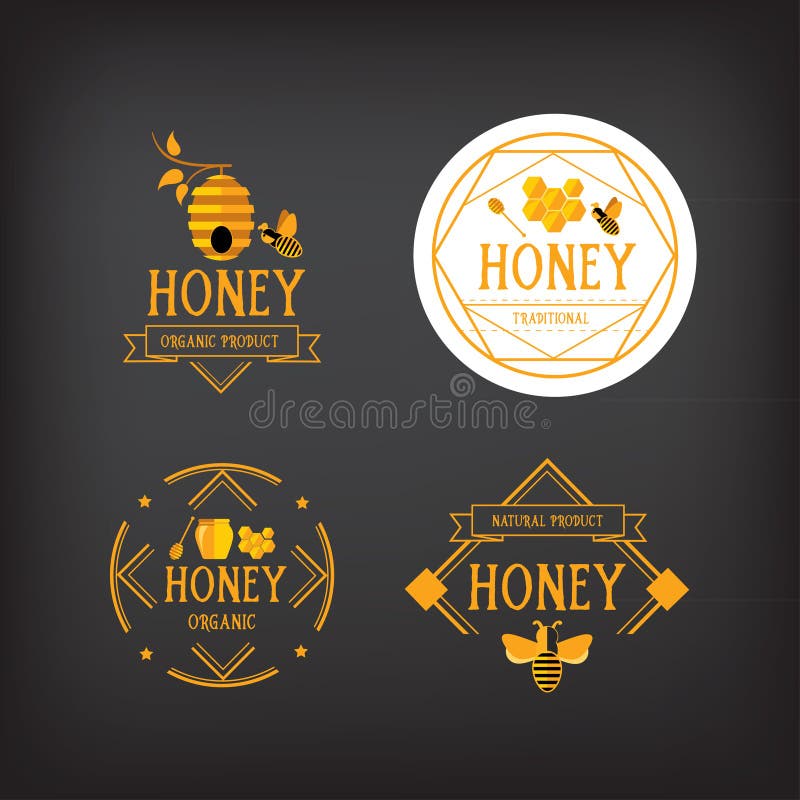 Honey label design. Bee badge. stock illustration