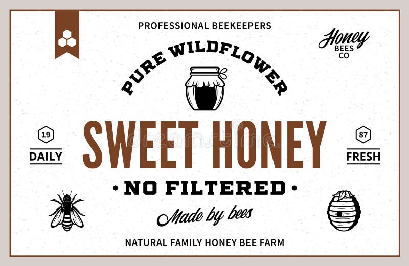 Honey label and packaging design template stock illustration