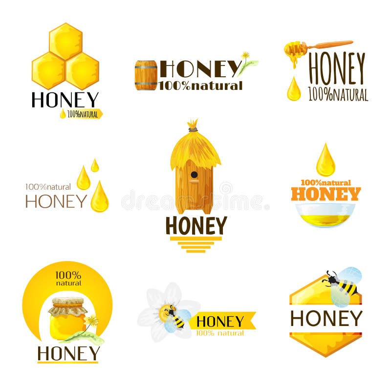 Honey Labels Set vector illustratie Honey Labels Set vector illustratie