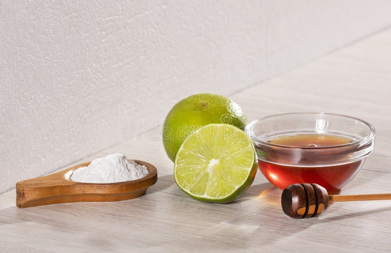 Honey, Lemon and Baking Soda for Face Mask Stock Photo Image of clean