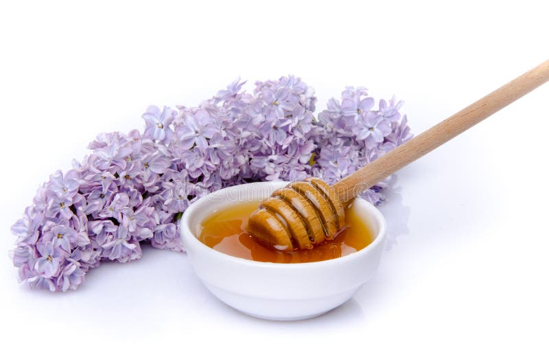 Honey with a lilac flower stock photo. Image of sweet 40714760