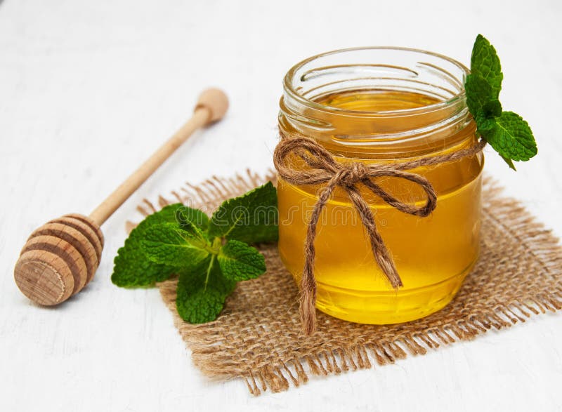 Honey with mint stock image. Image of food, sweet, healthy 49964983