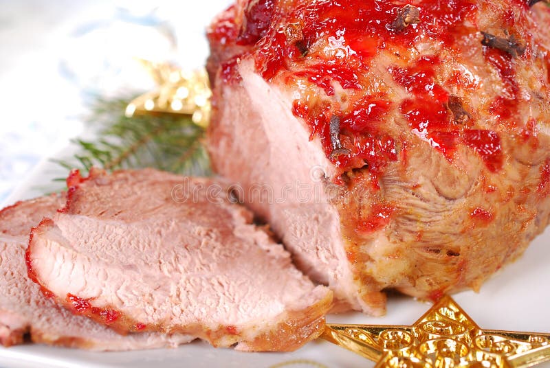 Honey and Plum Glazed Ham for Christmas Stock Image Image of festive