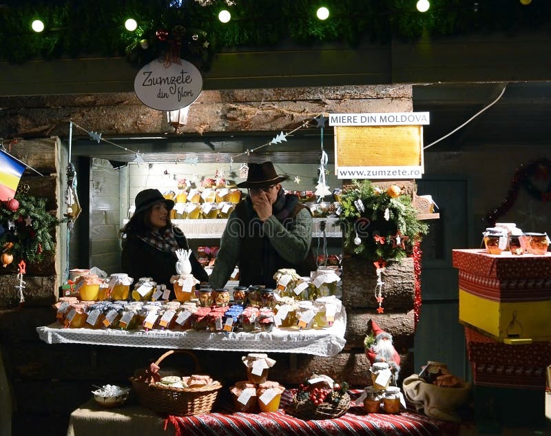 Honey sellers at Bucharest Christmas Market, Romania