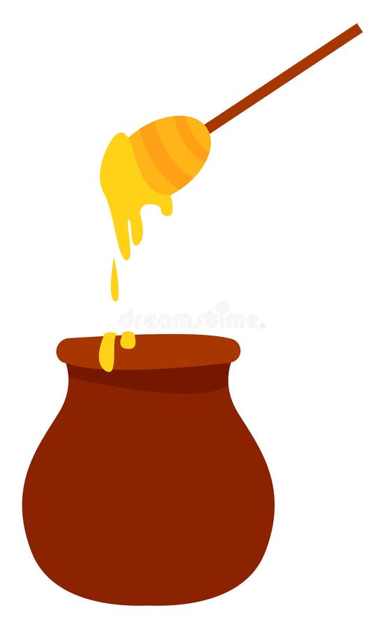 Honey with Spoon, Illustration, Vector Stock Vector Illustration of