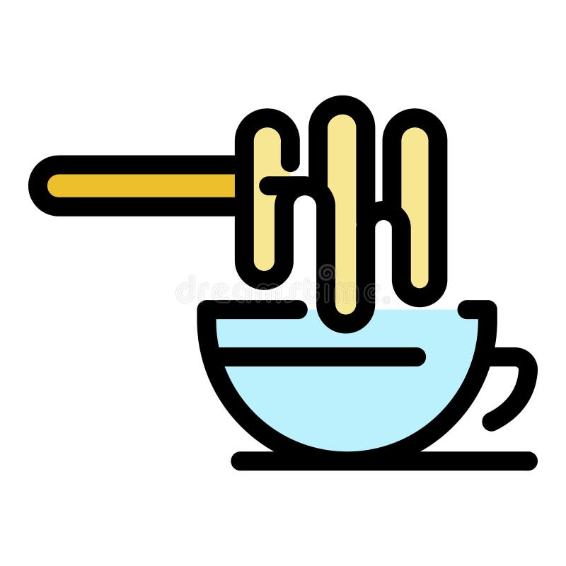 Honey Spoon Tea Cup Icon Color Outline Vector Stock Vector