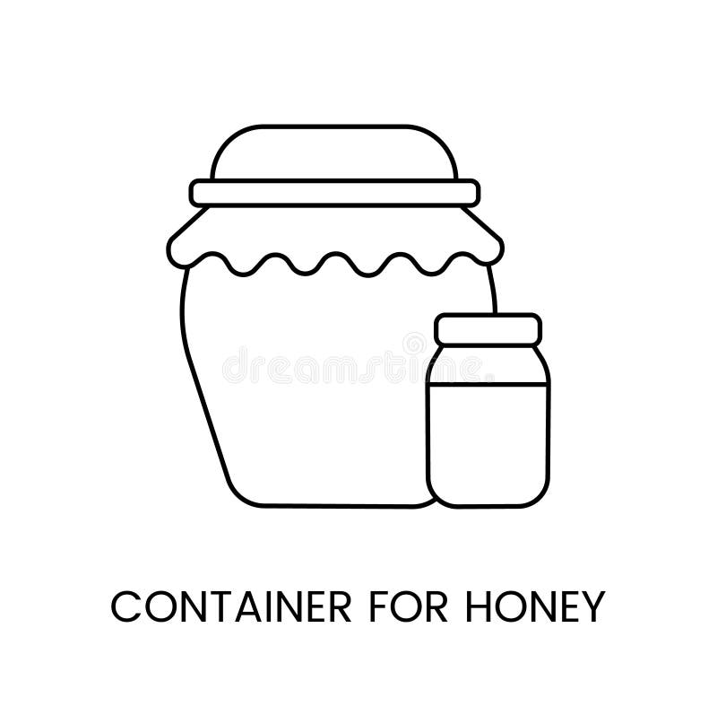 Honey storage container, jar line icon in vector. stock illustration