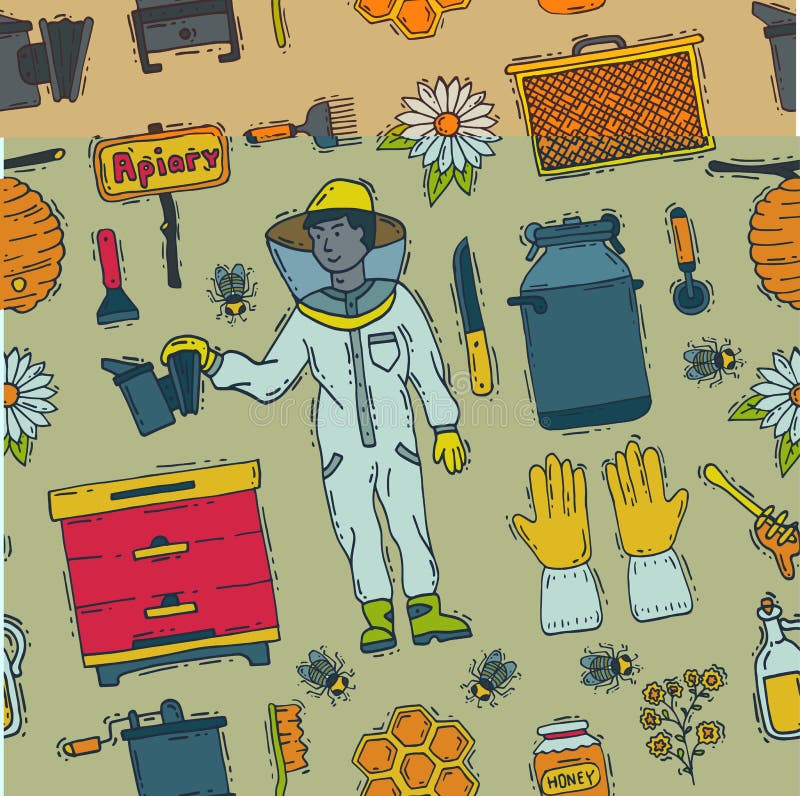 Honey sweet beeceeper vector apiary farm beekeeping icons set honeymaker bee insect beeswax illustration seamless royalty free illustration Honey sweet beeceeper vector apiary farm beekeeping icons set honeymaker bee insect beeswax illustration seamless royalty free illustration