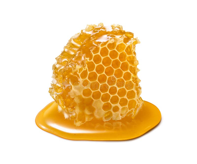 Honeycomb kawałek Miodowy plasterek odizolowywający na białym tle