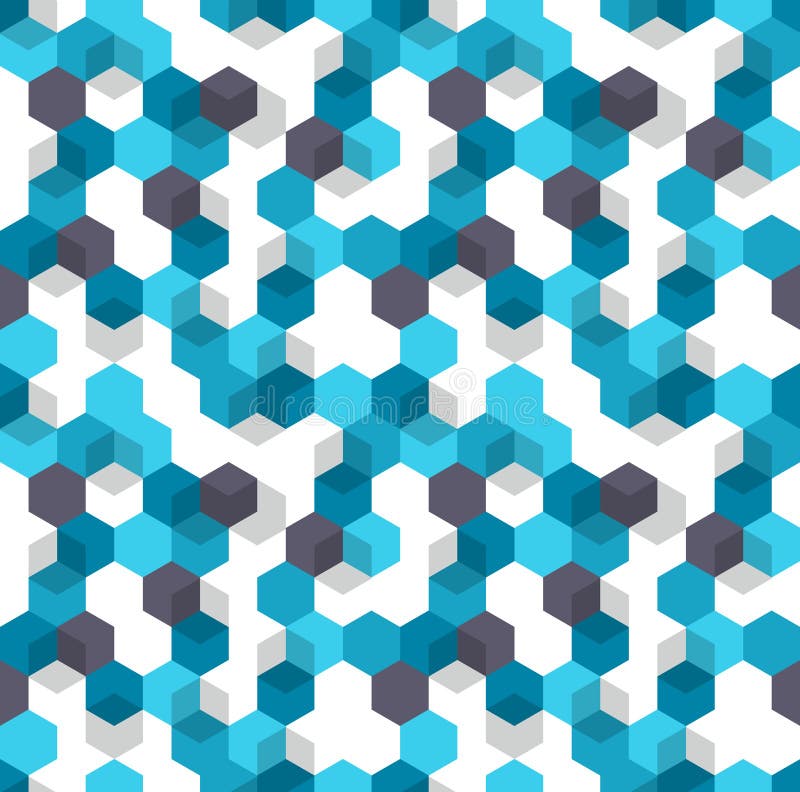 Honeycomb vector background. Seamless pattern of blue, white and black color for medical presentation. Modern geometric vector illustration