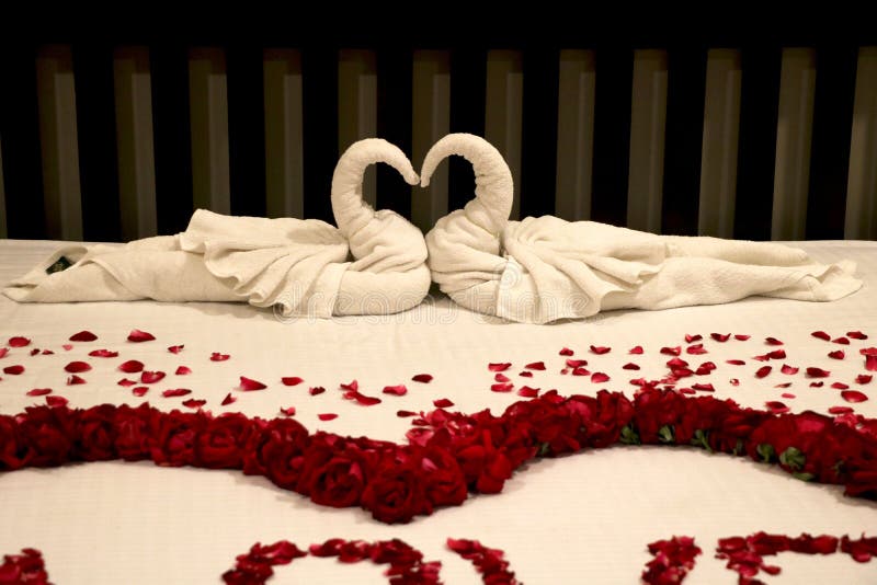 Honeymoon Room First Night Room Decoration Stock Image - Image of ...