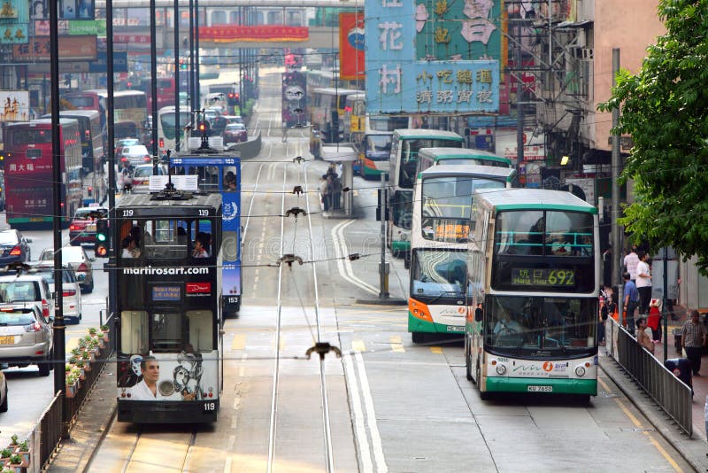 Hong Kong Bus & Tram royalty free stock photo Hong Kong Bus & Tram royalty free stock photo
