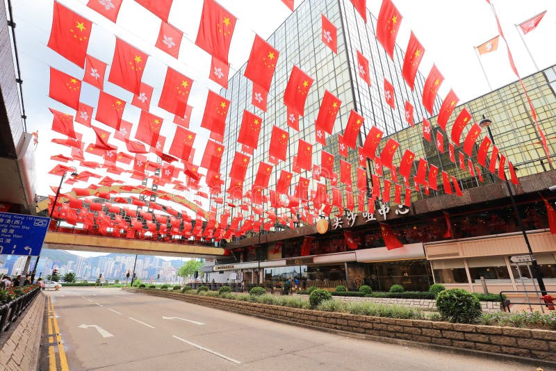 Hong Kong and China flags stock image. Image of office 58406129