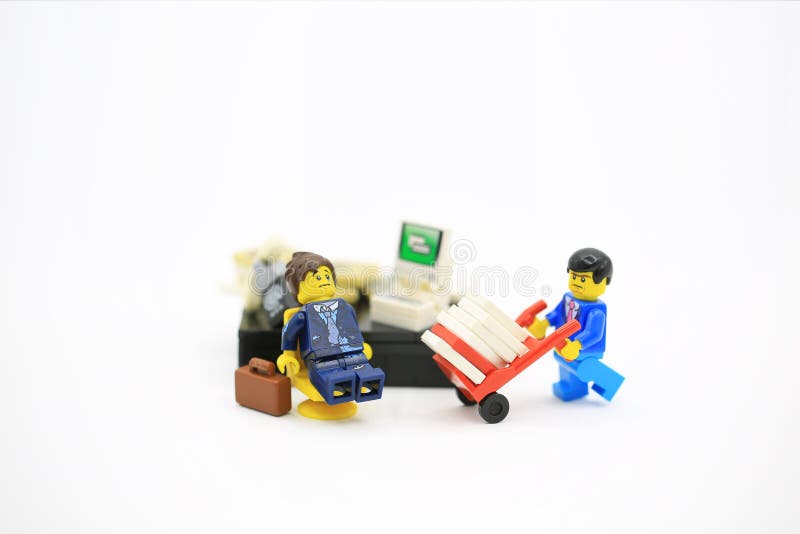 Office Boy Feel Tired and the Boss is Still Add His Workload Editorial  Stock Photo - Image of businessman, lego: 228367143