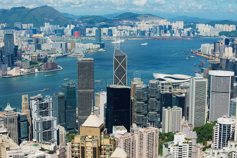 View To the Modern Buildings of the Hong Kong City in Hong Kong, China