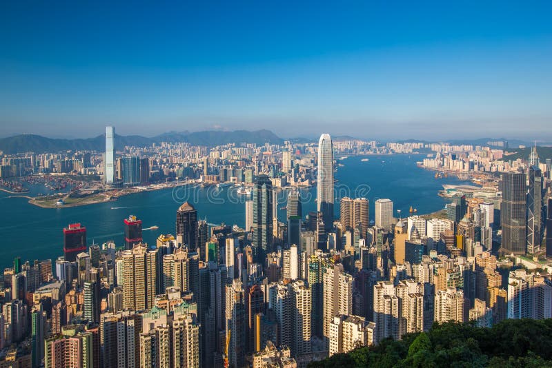 Hong Kong City View from Peak Stock Image - Image of harbor, housing ...