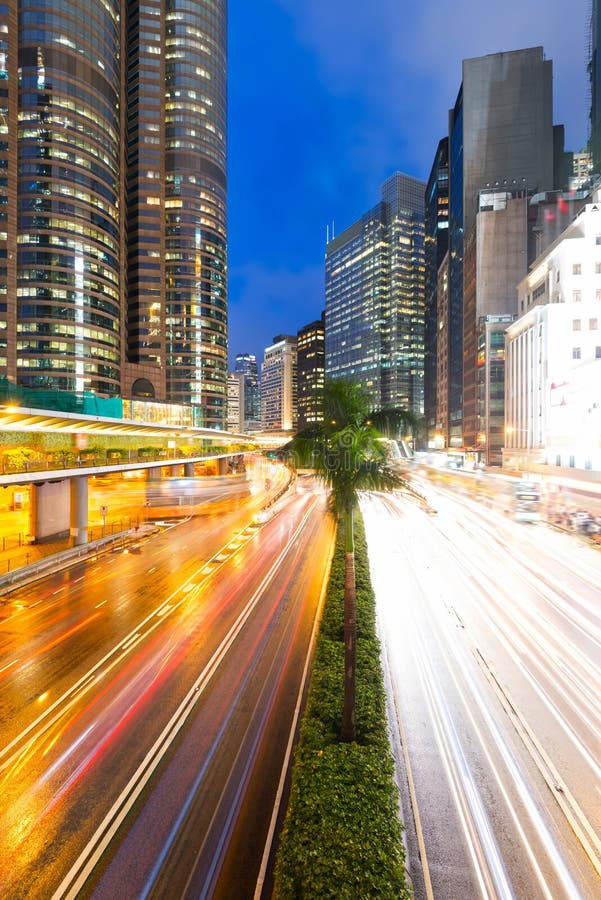 Hong kong city w nocy zdjęcia stock