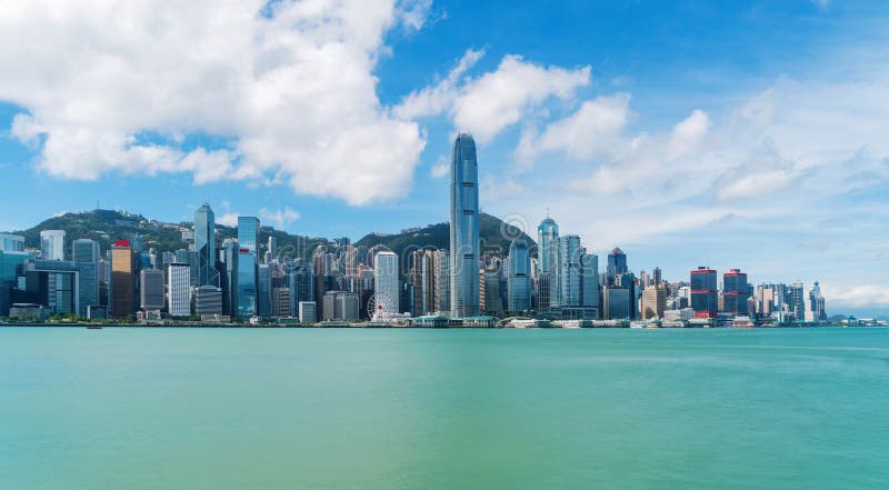 Hong Kong Downtown and Victoria Harbour. Financial district in s