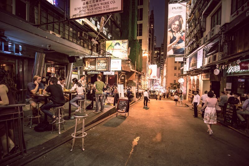 Hong Kong Famous Nightlife Place - Lan Kwai Fong Editorial Image