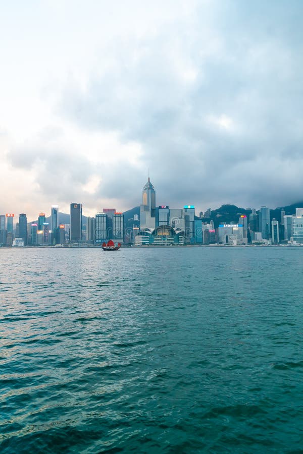 HONG KONG - Feb 20 2019 : Scene of the Victoria Harbour in Hong Kong