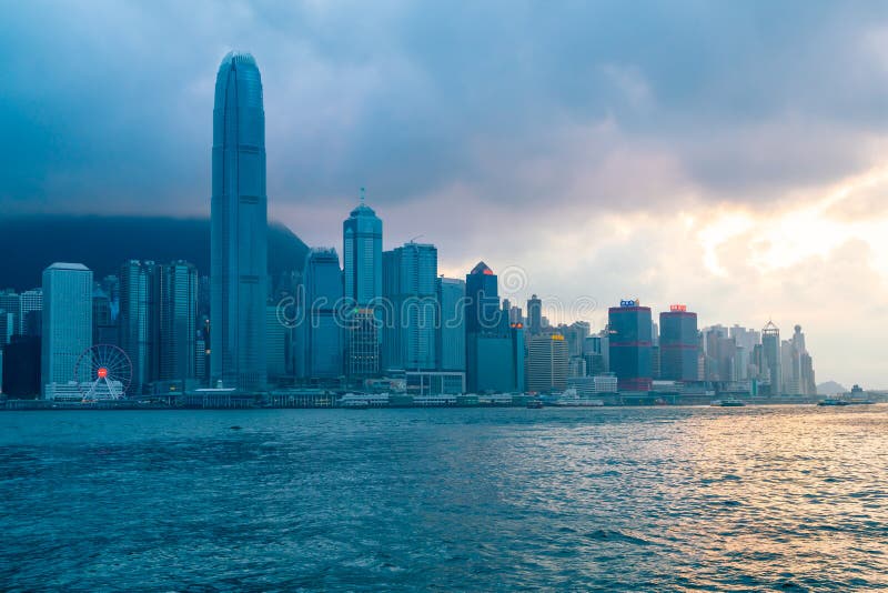 HONG KONG - Feb 20 2019 : Scene of the Victoria Harbour in Hong Kong
